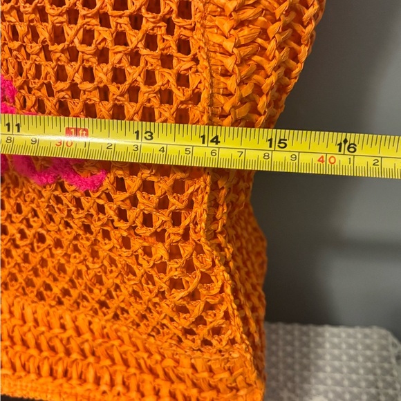 Neon Orange and Pink “Out of Office” Raffia Tote - New without tags - Picture 7 of 7